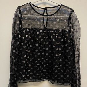 Kids Milly silver heart black top